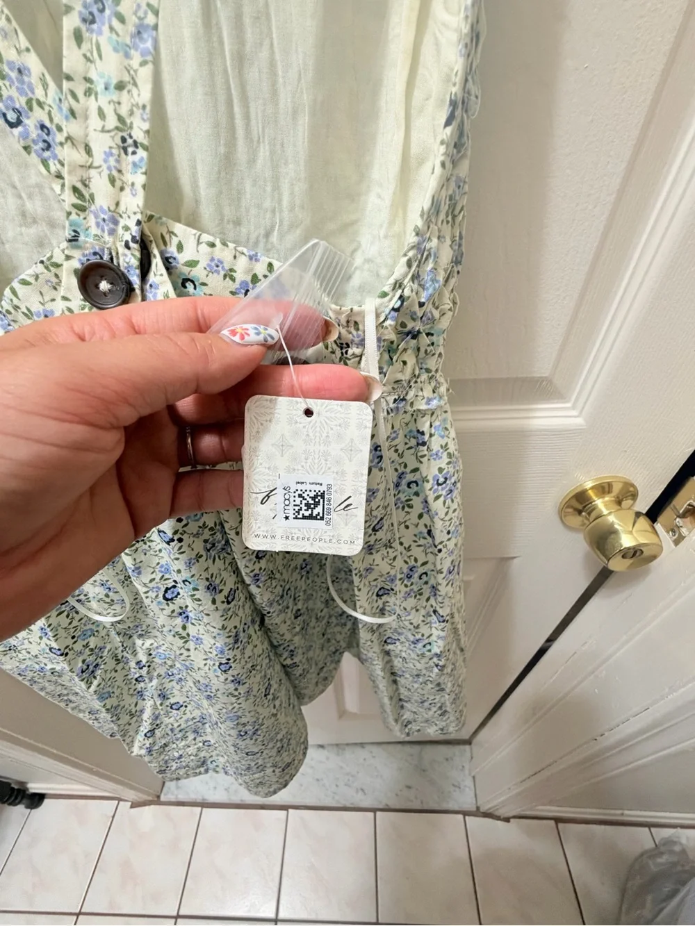 Free People Blue Floral Smocked Mini Dress